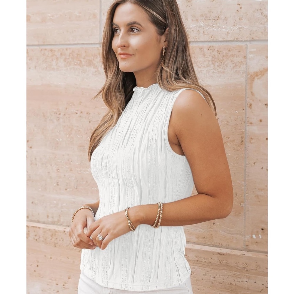 New! Sleeveless Ruched Work Going out Blouse - Picture 6 of 7